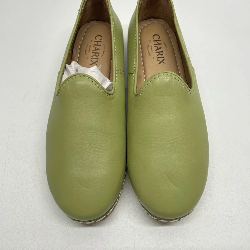 Charix Shoes Women's Pistachio Slip-On Leather Flats Size EU 39.5 US 9 Casual